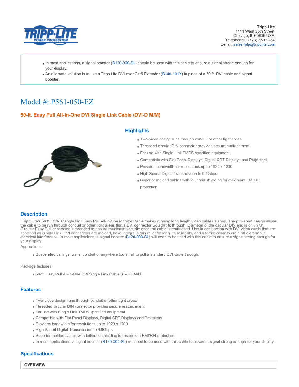 Tripp Lite P561-050-EZ User Manual | 2 pages