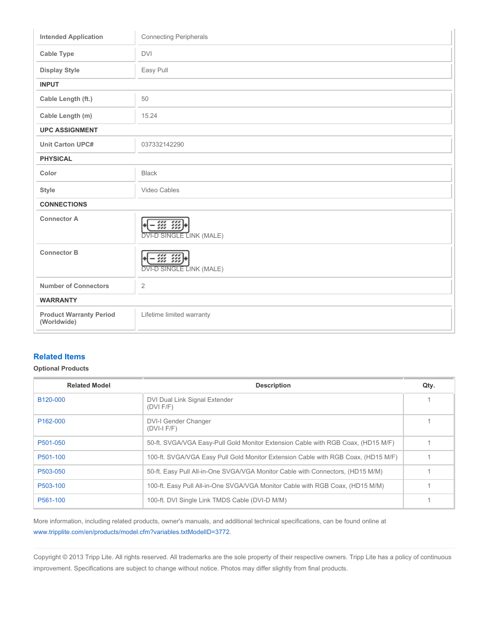 Tripp Lite P561-050-EZ User Manual | Page 2 / 2