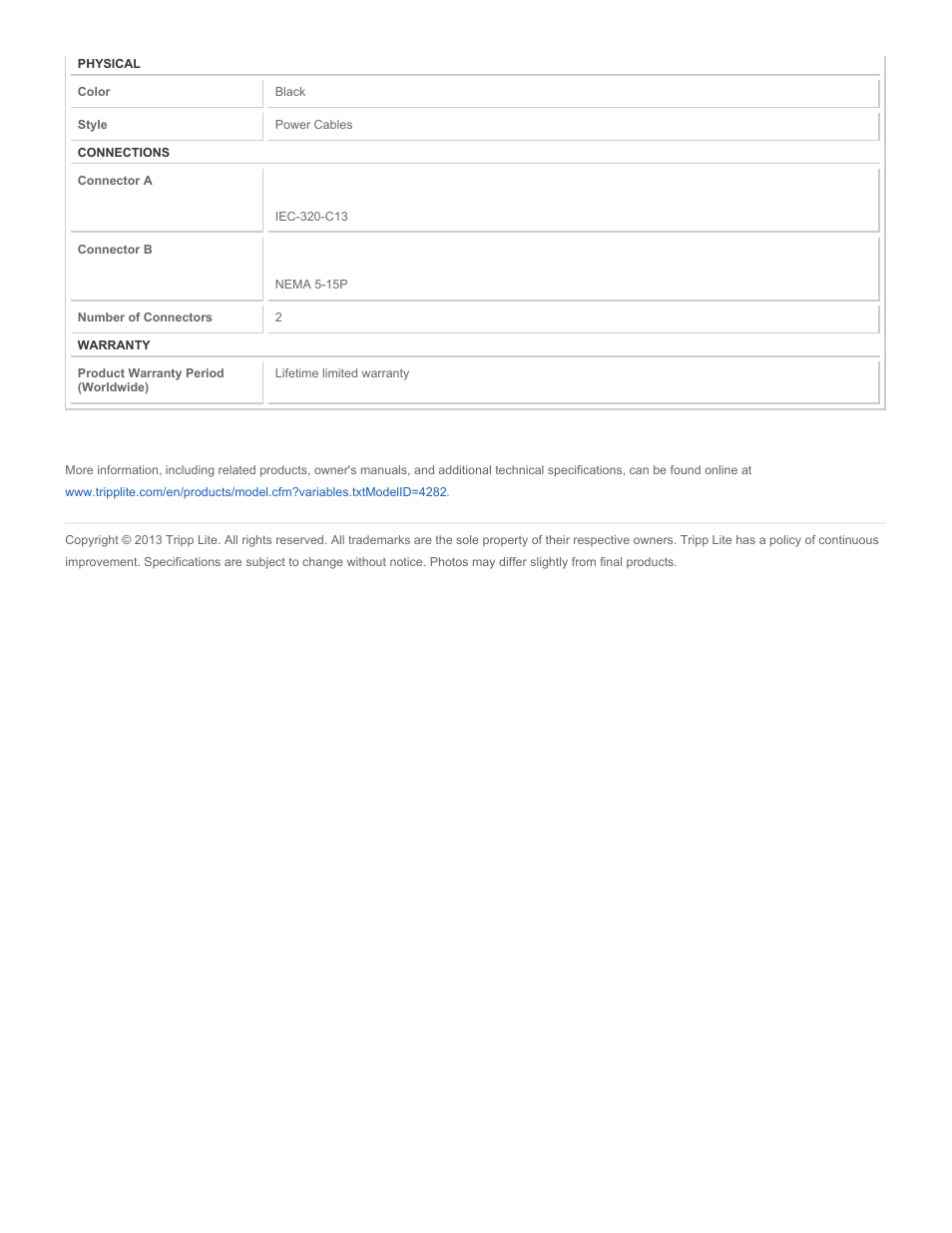 Tripp Lite P007-002 User Manual | Page 2 / 2