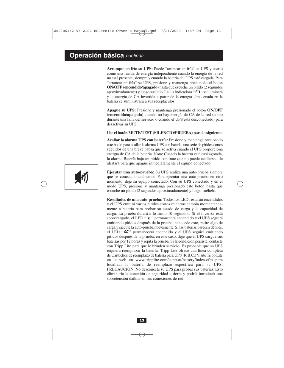Operación básica | Tripp Lite INTERNETOFFICE700 User Manual | Page 13 / 28