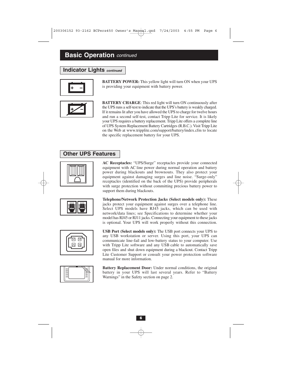 Basic operation | Tripp Lite INTERNETOFFICE700 User Manual | Page 6 / 28