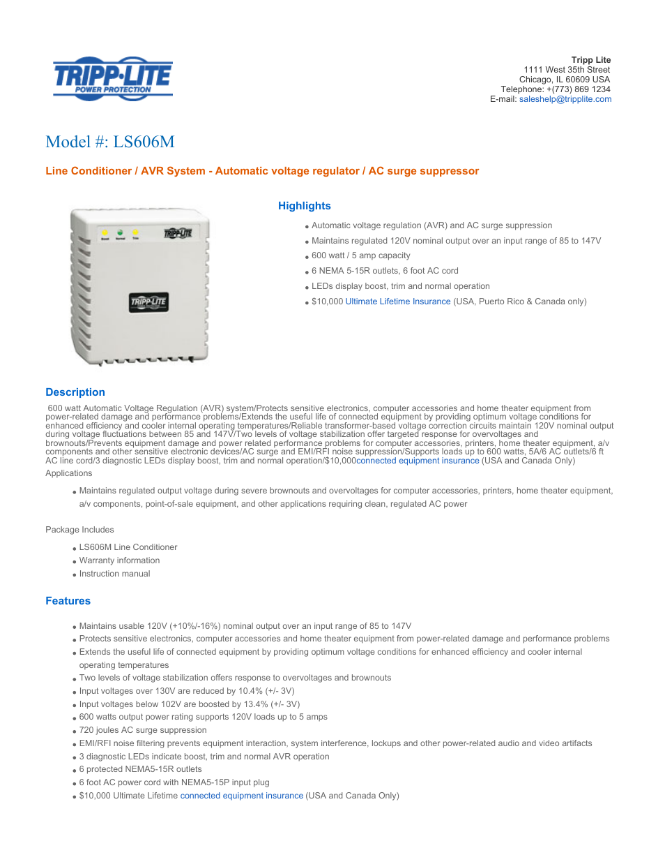 Tripp Lite LS606M User Manual | 2 pages