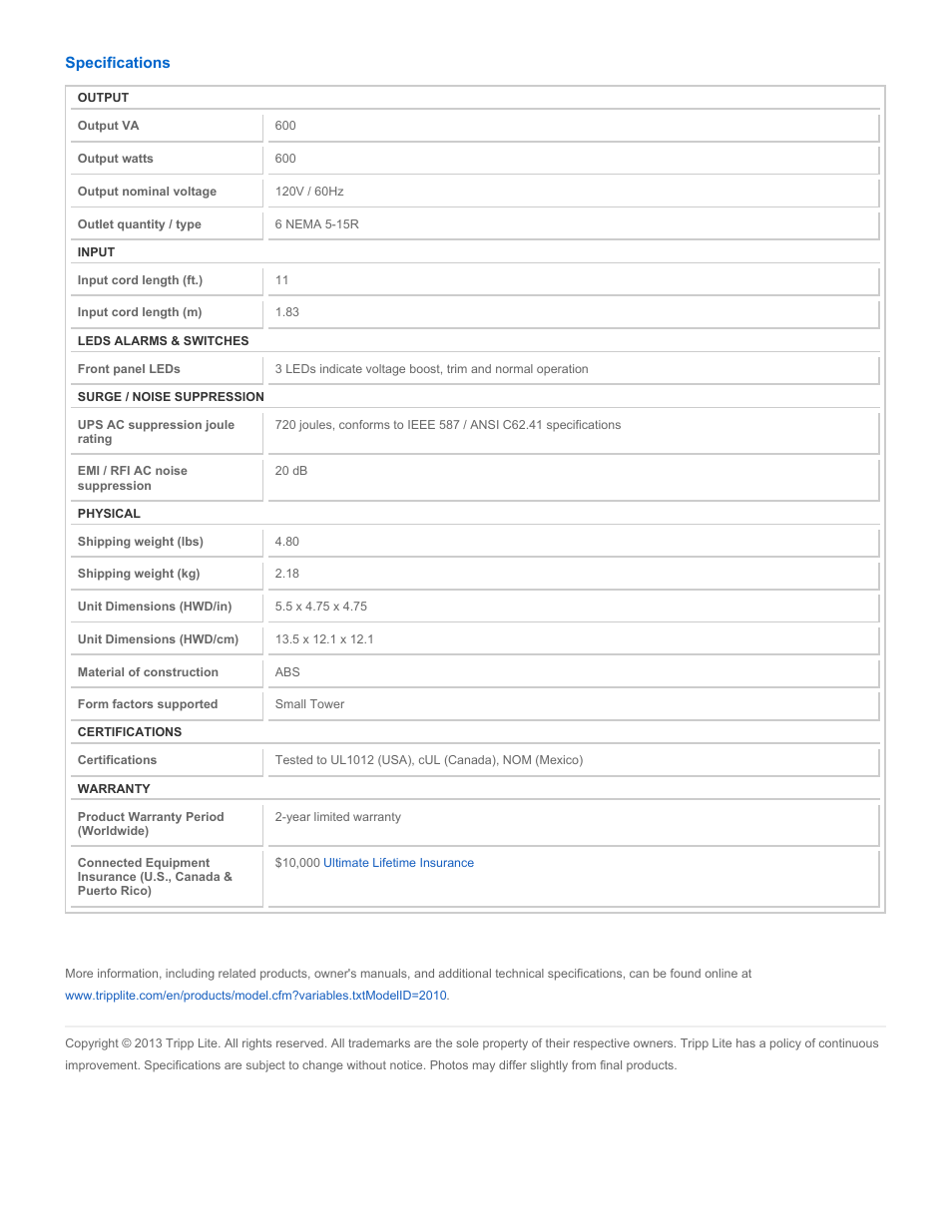 Tripp Lite LS606M User Manual | Page 2 / 2