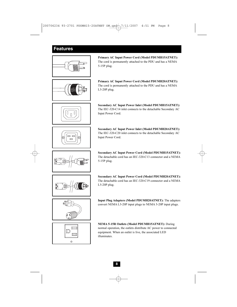 Features | Tripp Lite PDUMH15ATNET User Manual | Page 8 / 36