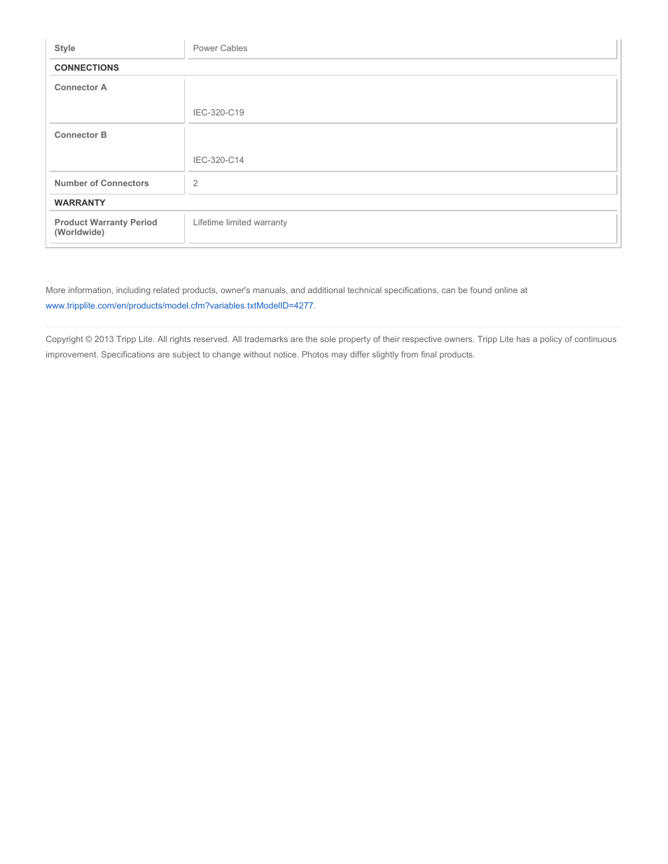 Tripp Lite P047-006 User Manual | Page 2 / 2