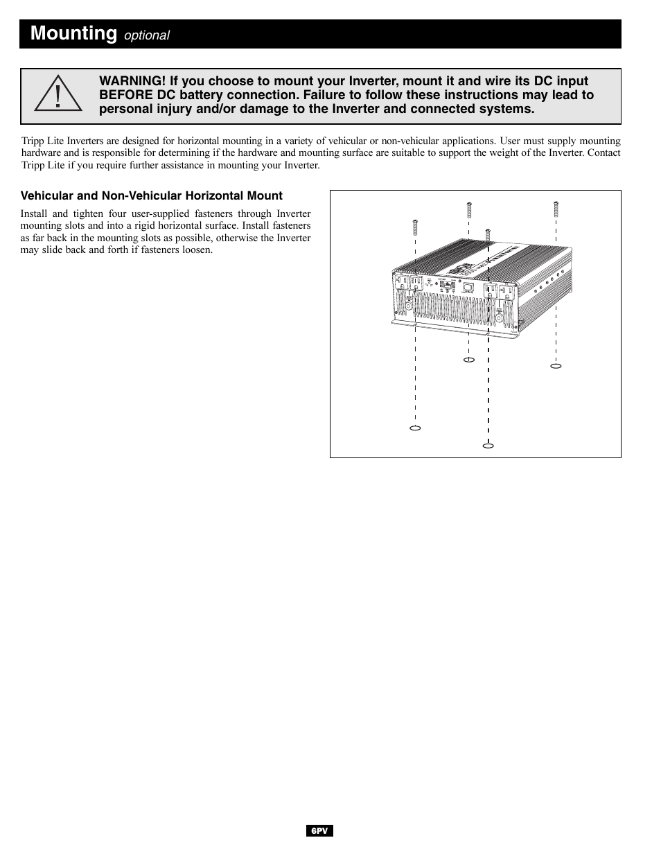 Mounting | Tripp Lite PV1000HF User Manual | Page 6 / 8