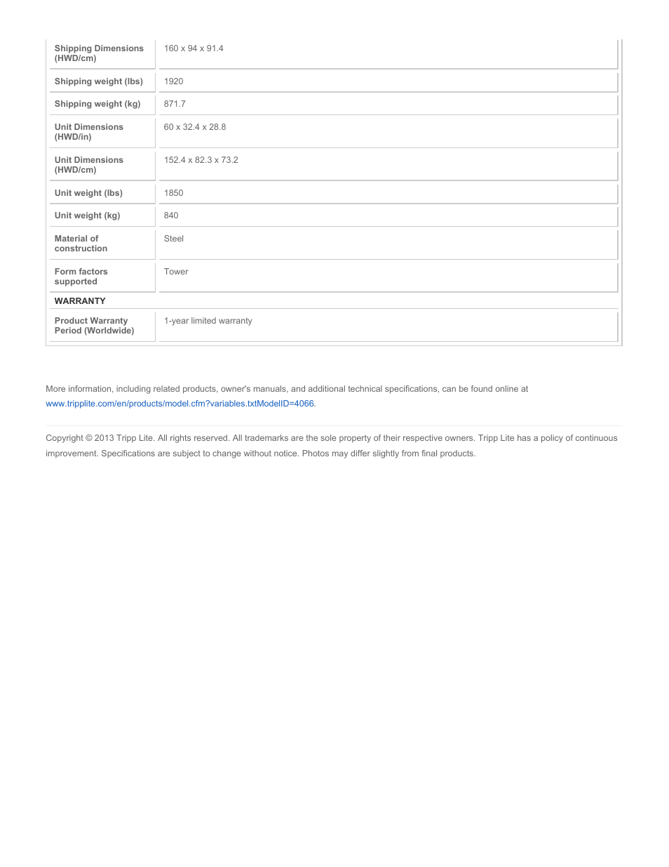 Tripp Lite BP240V787C-1PH User Manual | Page 2 / 2