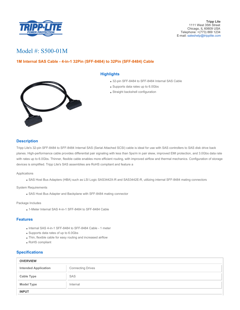 Tripp Lite S500-01M User Manual | 2 pages