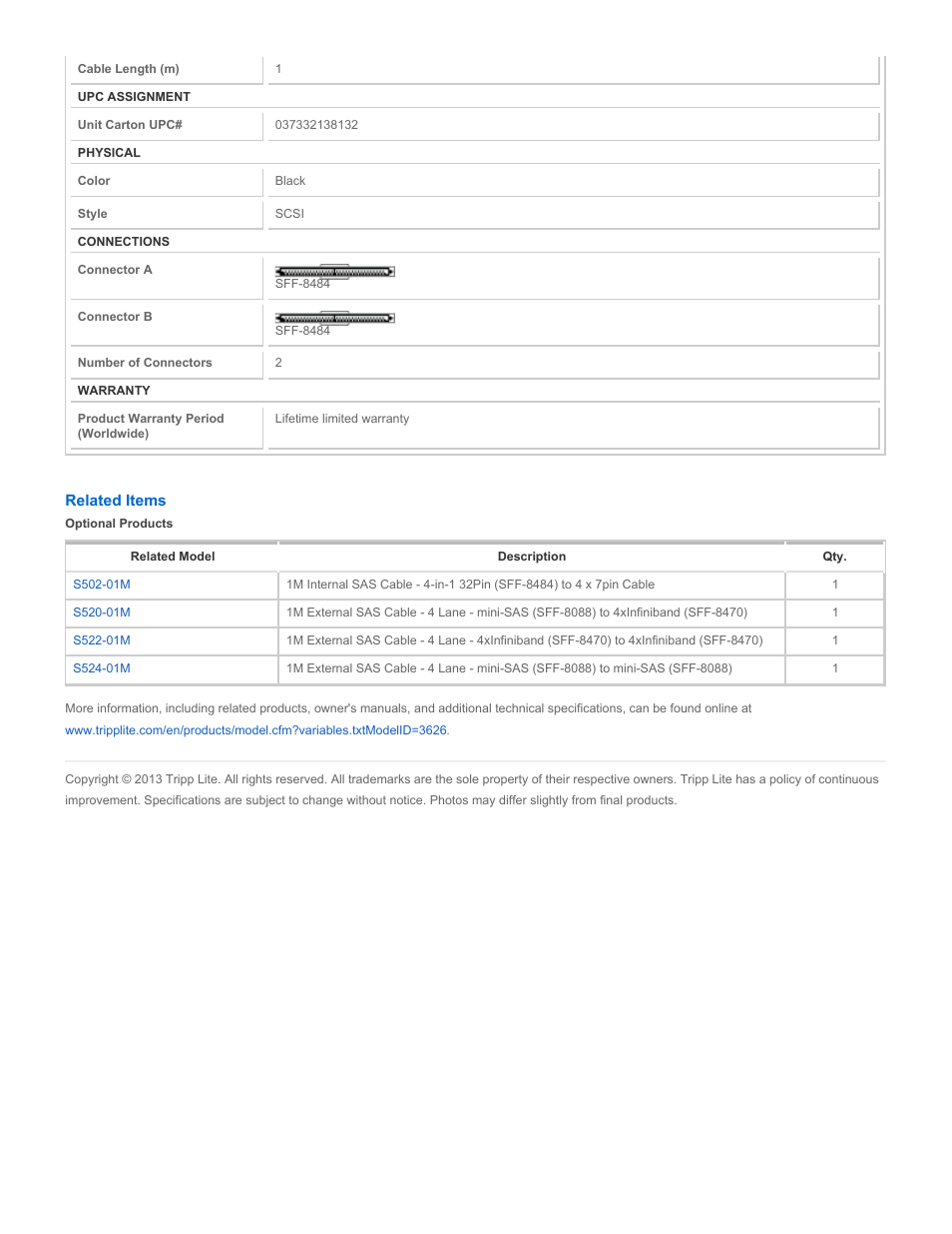 Tripp Lite S500-01M User Manual | Page 2 / 2