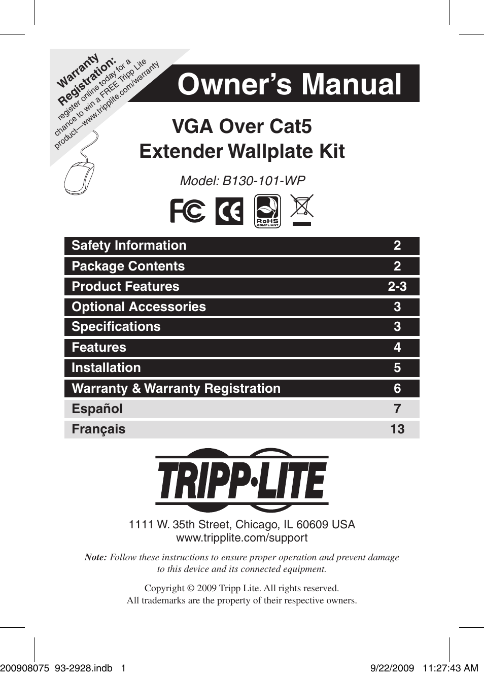 Tripp Lite B130-101-WP User Manual | 6 pages