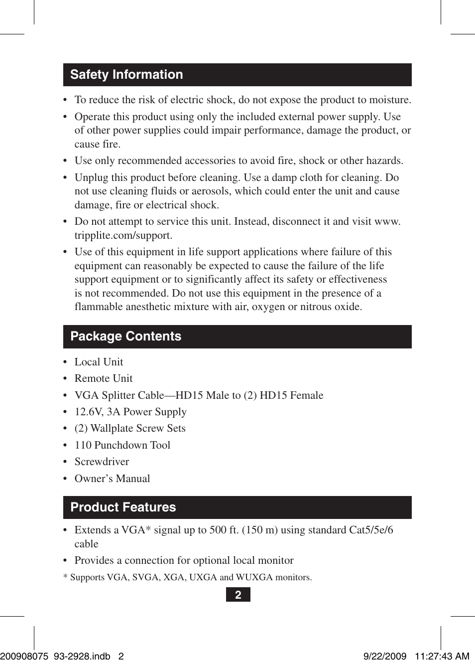 Tripp Lite B130-101-WP User Manual | Page 2 / 6