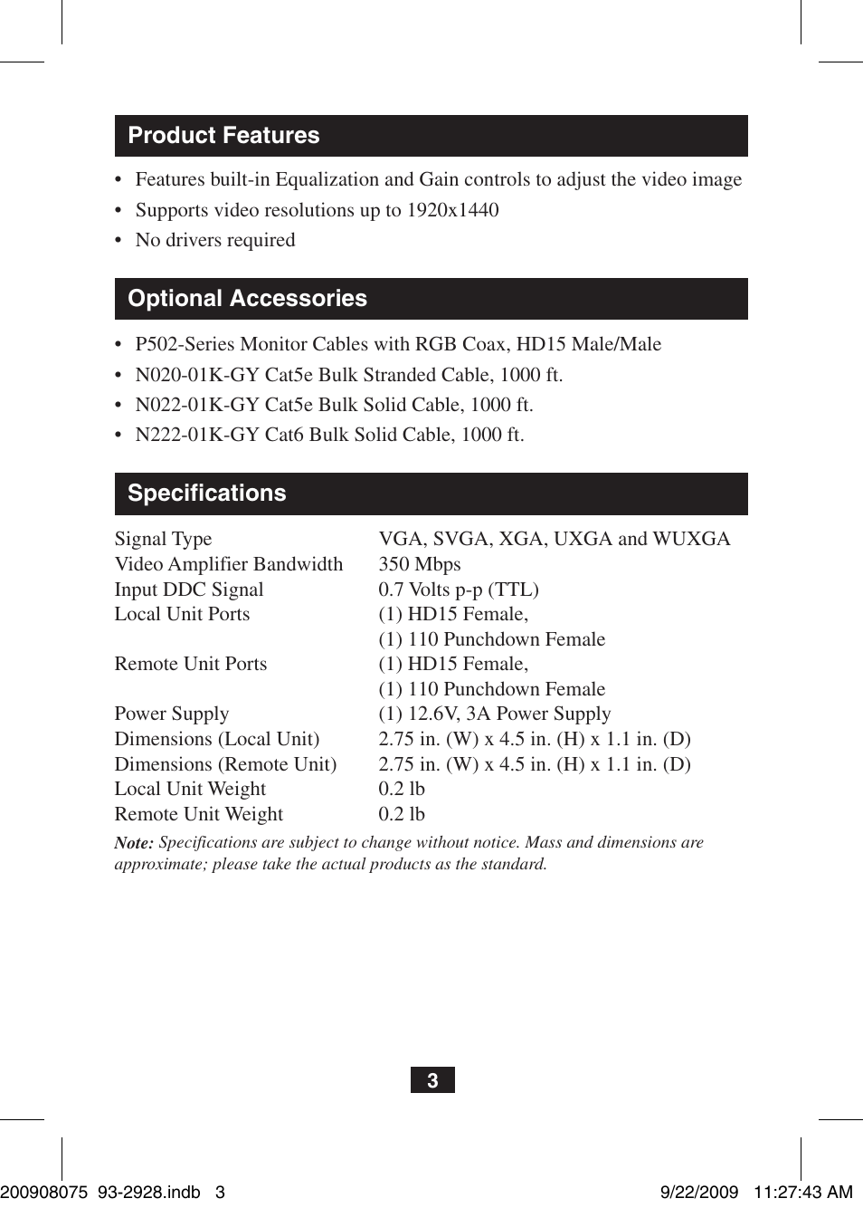 Tripp Lite B130-101-WP User Manual | Page 3 / 6