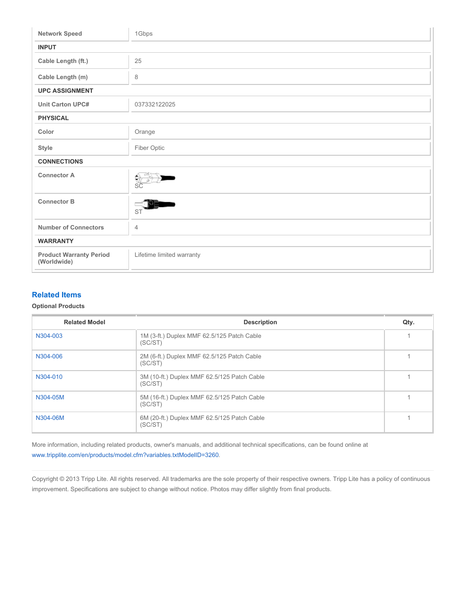 Tripp Lite N304-025 User Manual | Page 2 / 2