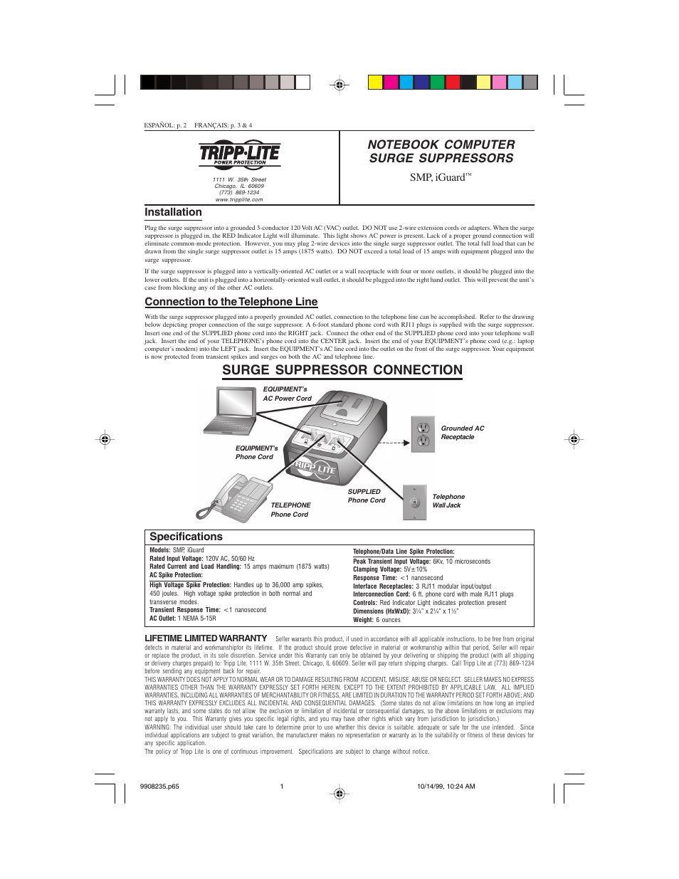 Tripp Lite Notebook Computer Surge Suppressors iGuard User Manual | 4 pages