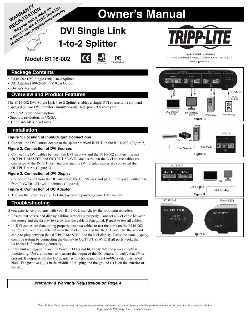 Tripp Lite B116-002 User Manual | 4 pages