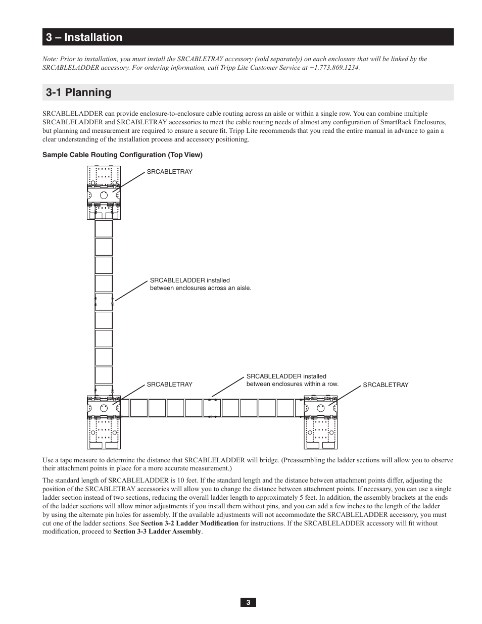 1 planning 3 – installation | Tripp Lite SmartRack SRCABLELADDER User Manual | Page 3 / 8