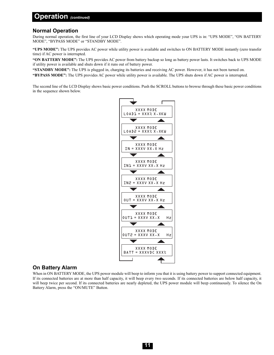 Operation | Tripp Lite Modular UPS Systems SU16000RT4U User Manual | Page 11 / 52