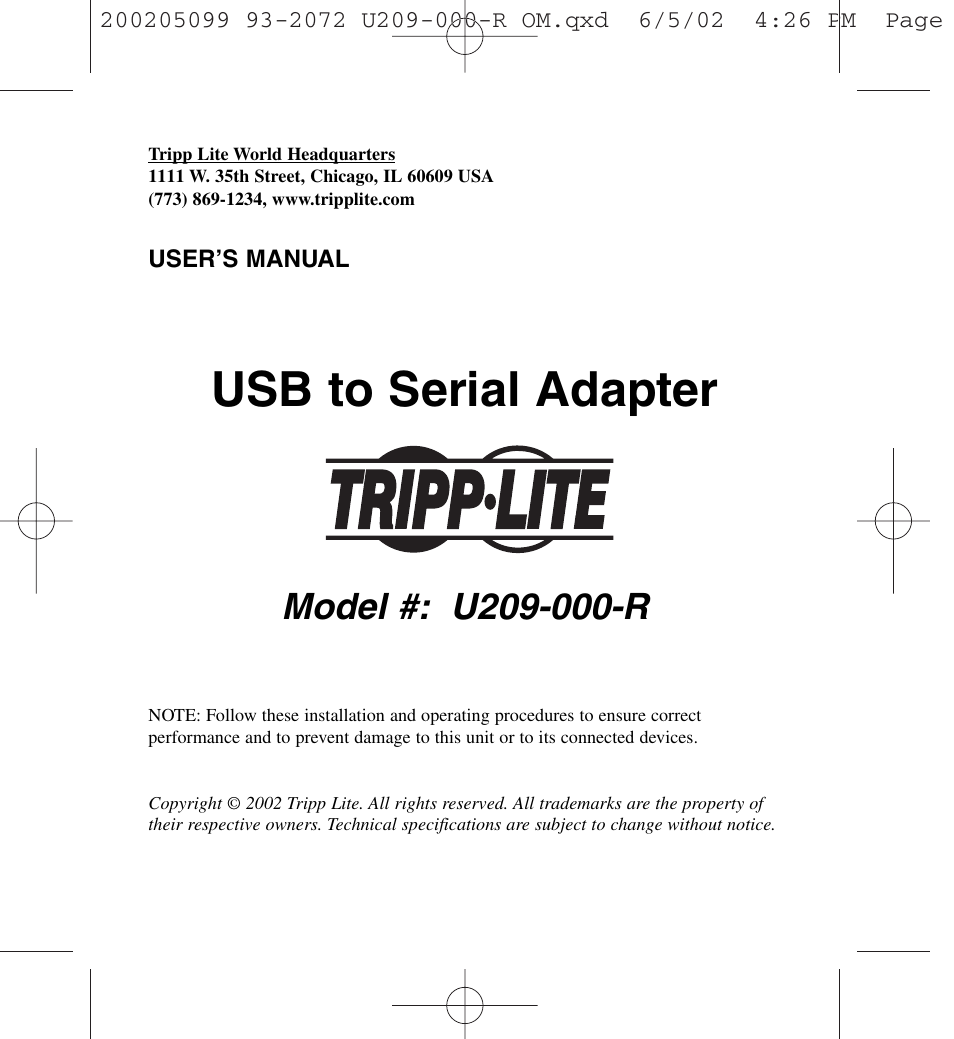 Tripp Lite U209-000-R User Manual | 10 pages