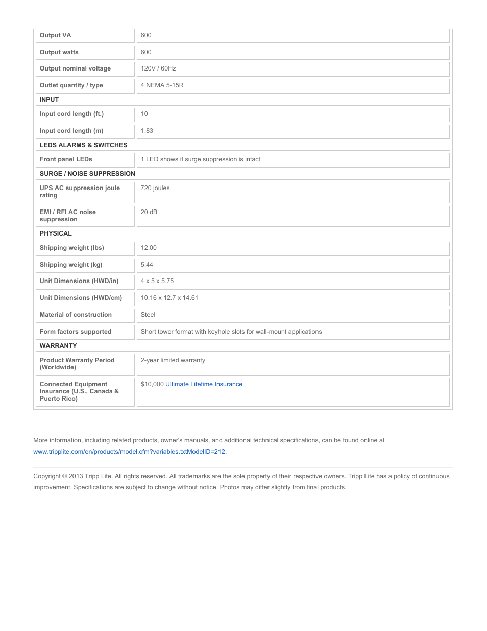 Tripp Lite LS604WM User Manual | Page 2 / 2