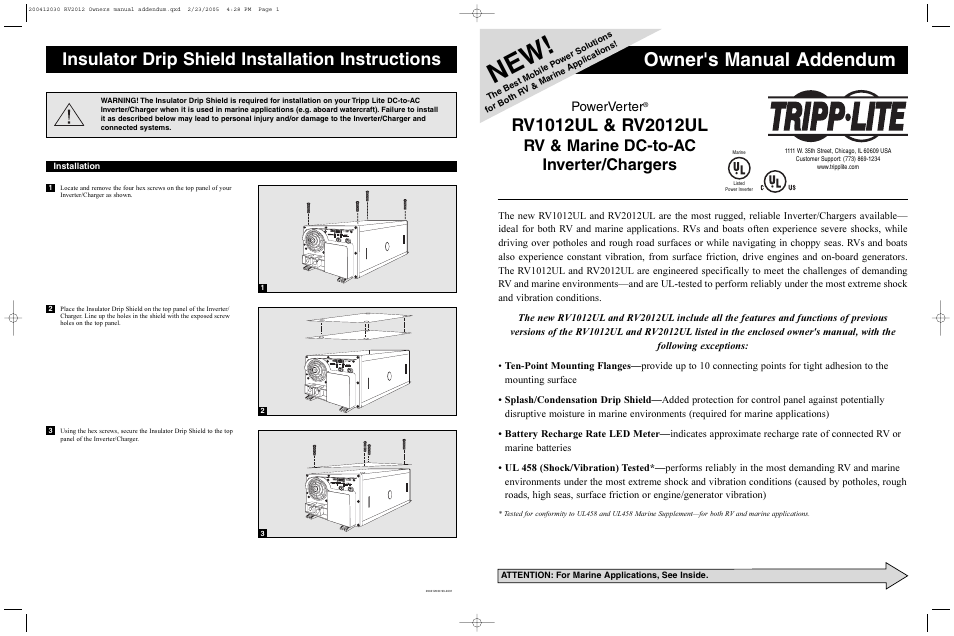 Tripp Lite RV1012UL User Manual | 2 pages