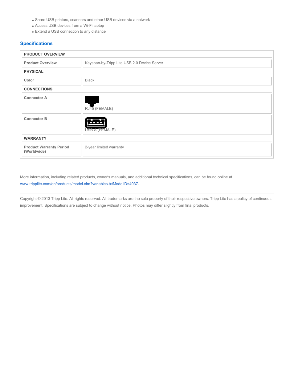 Tripp Lite U2S-2A User Manual | Page 2 / 2