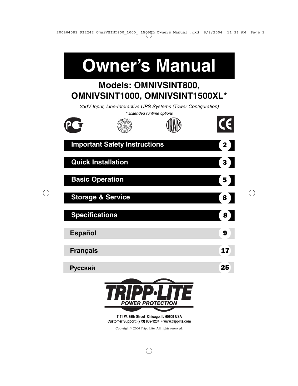 Tripp Lite OMNIVSINT800 User Manual | 32 pages