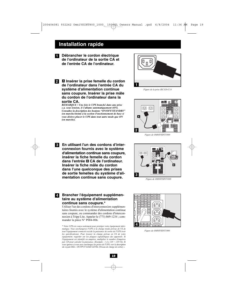 Installation rapide | Tripp Lite OMNIVSINT800 User Manual | Page 19 / 32