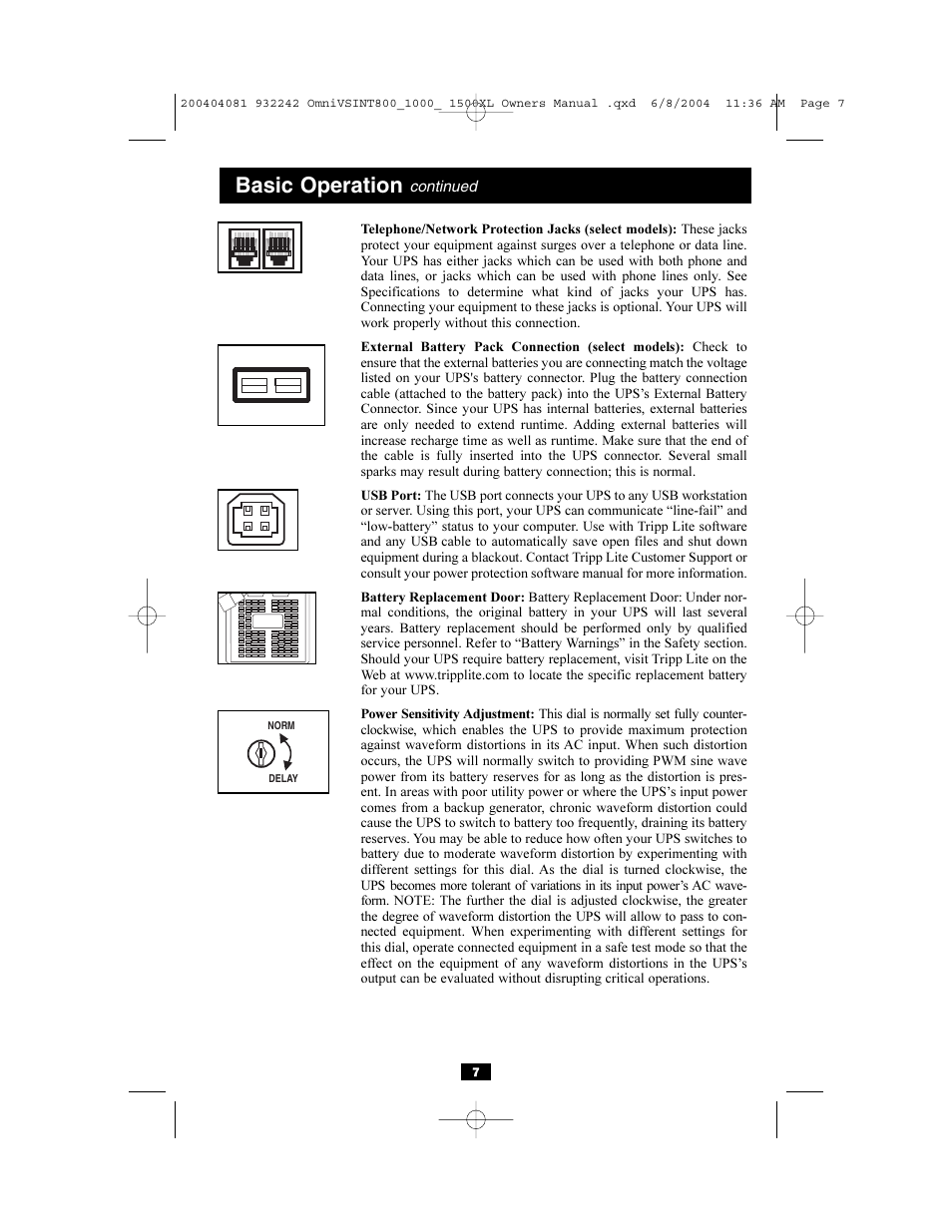 Basic operation | Tripp Lite OMNIVSINT800 User Manual | Page 7 / 32