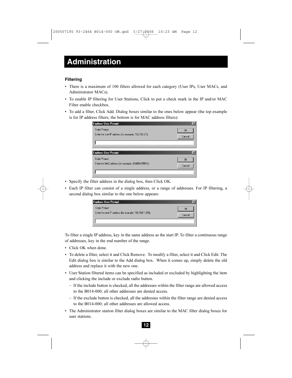 Administration | Tripp Lite Wireless Console Extender B014-000 User Manual | Page 12 / 32