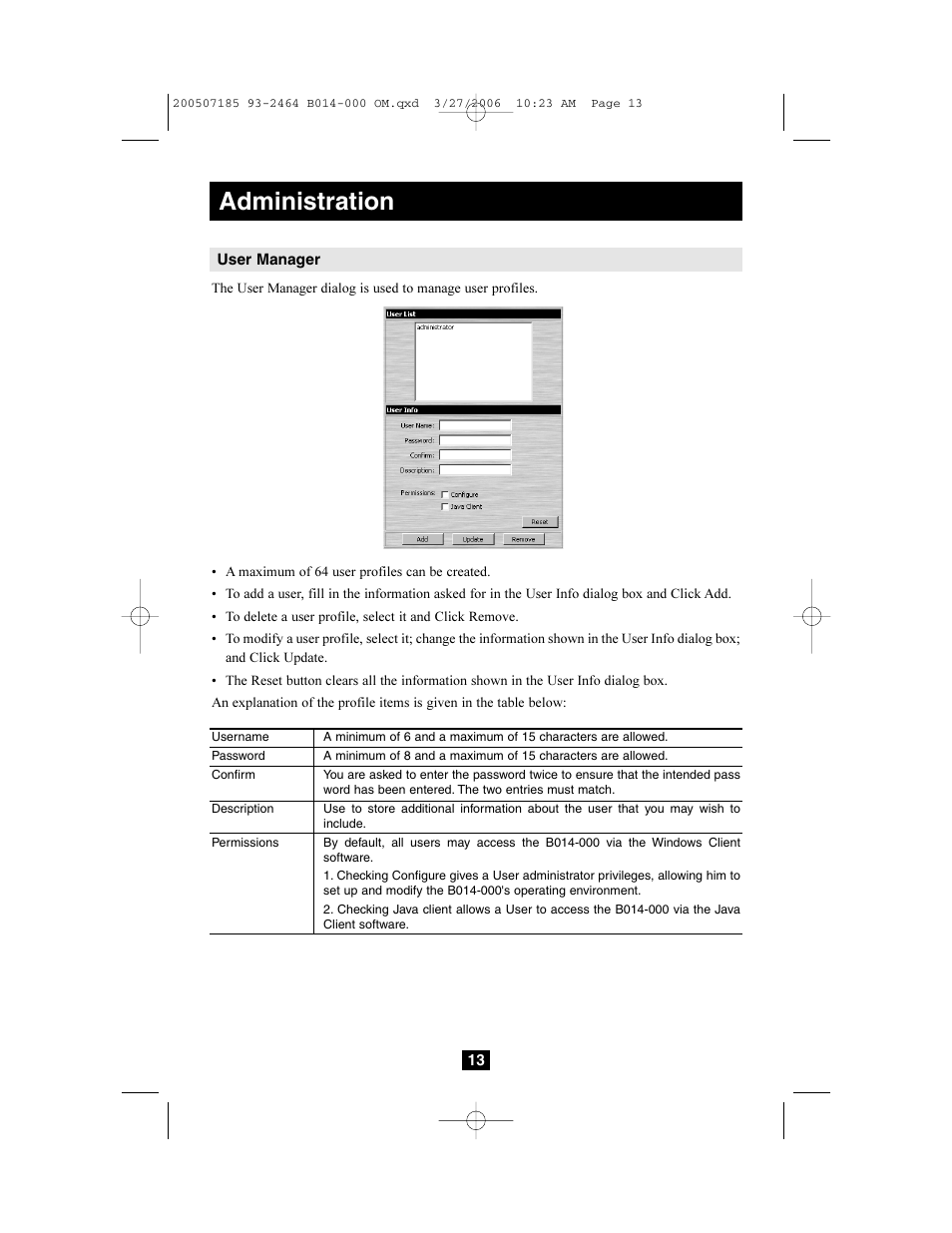 Administration | Tripp Lite Wireless Console Extender B014-000 User Manual | Page 13 / 32