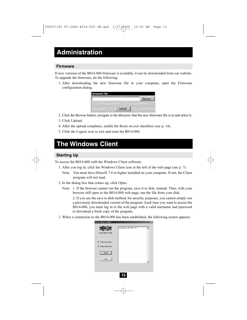 Administration the windows client | Tripp Lite Wireless Console Extender B014-000 User Manual | Page 15 / 32