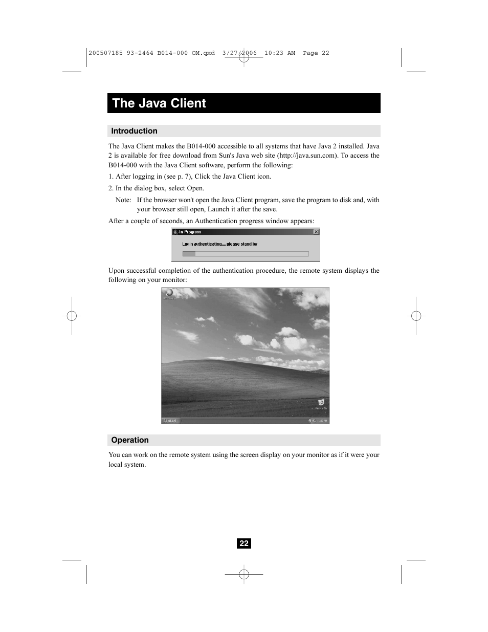 The java client | Tripp Lite Wireless Console Extender B014-000 User Manual | Page 22 / 32
