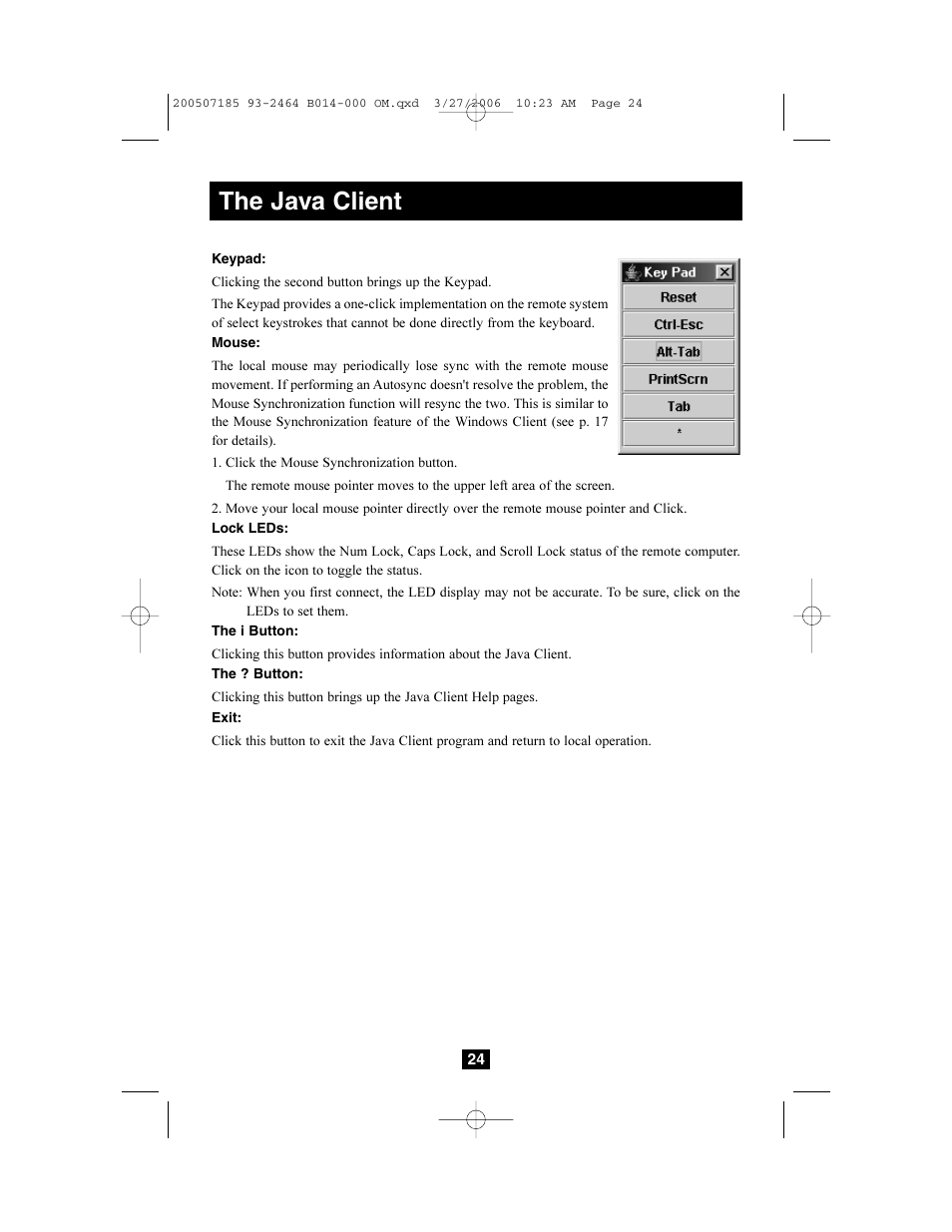 The java client | Tripp Lite Wireless Console Extender B014-000 User Manual | Page 24 / 32