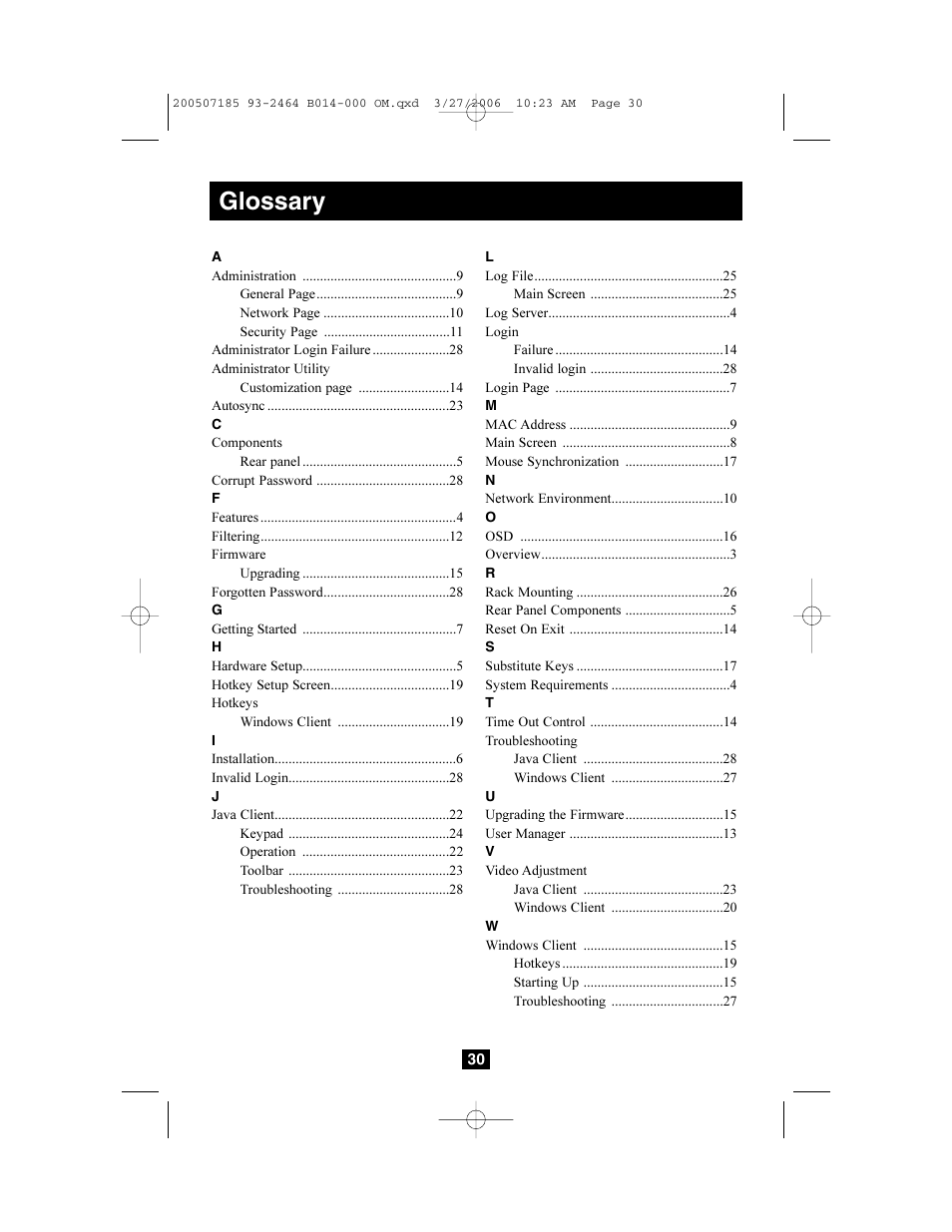 Glossary | Tripp Lite Wireless Console Extender B014-000 User Manual | Page 30 / 32