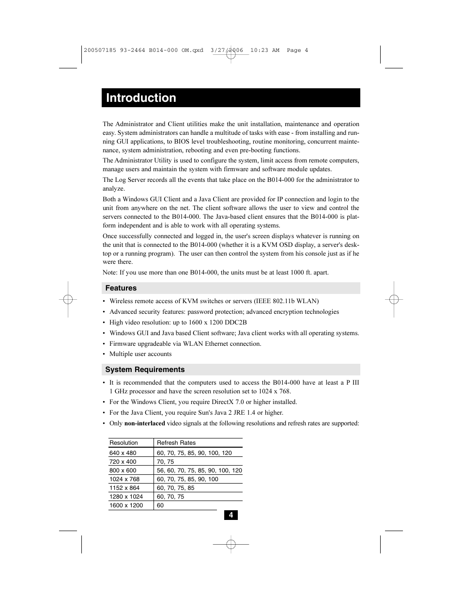Introduction | Tripp Lite Wireless Console Extender B014-000 User Manual | Page 4 / 32