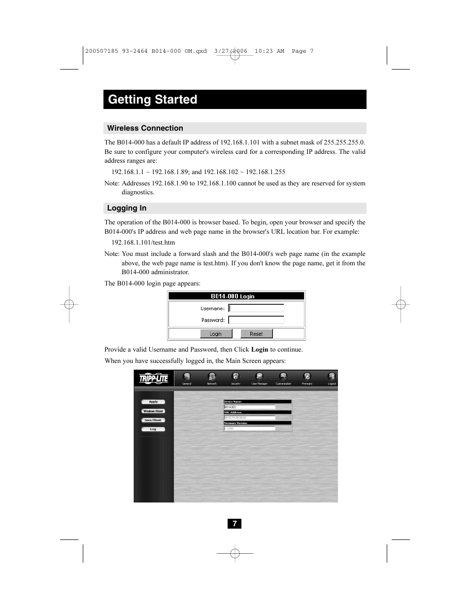 Getting started | Tripp Lite Wireless Console Extender B014-000 User Manual | Page 7 / 32