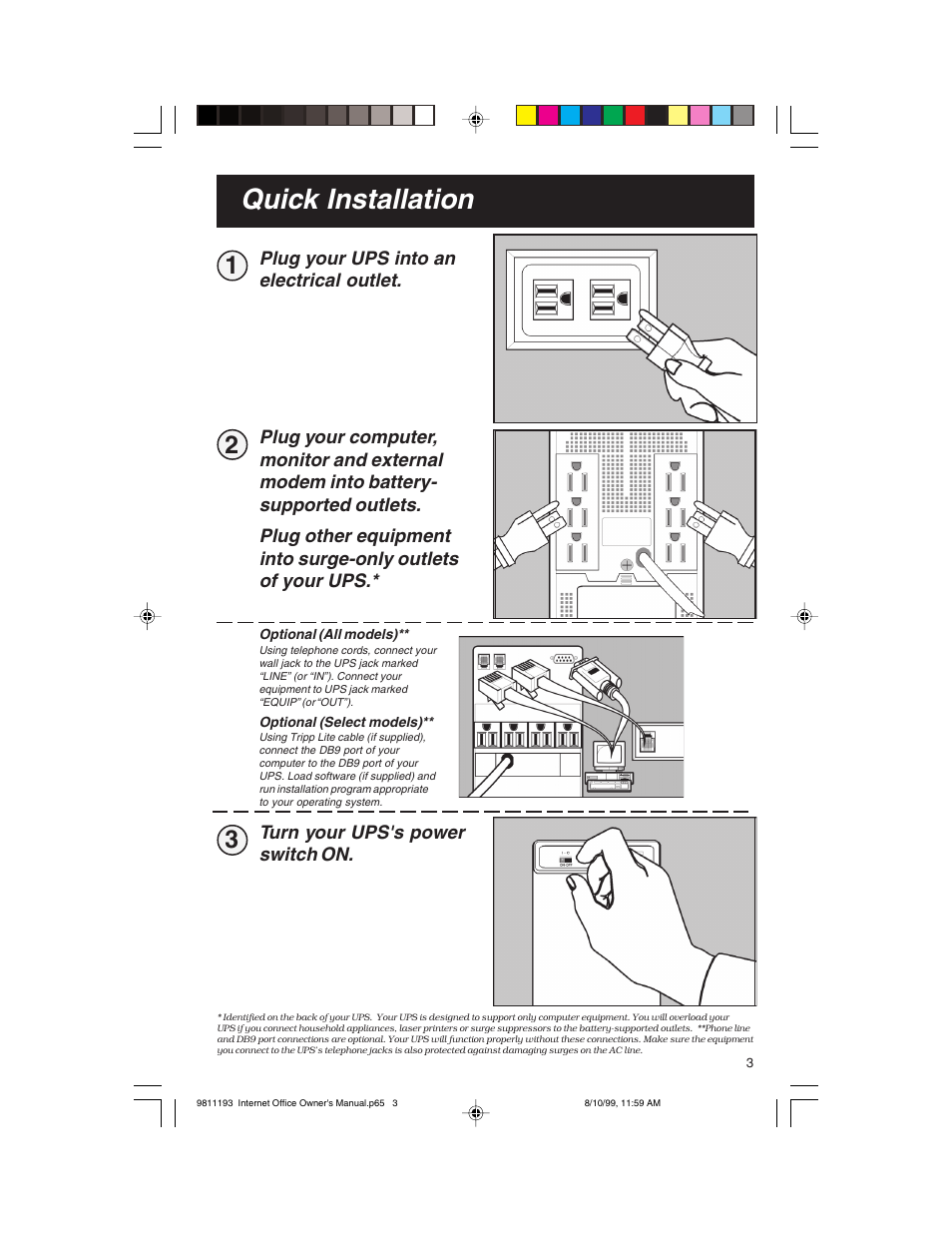 Quick installation | Tripp Lite I User Manual | Page 3 / 20