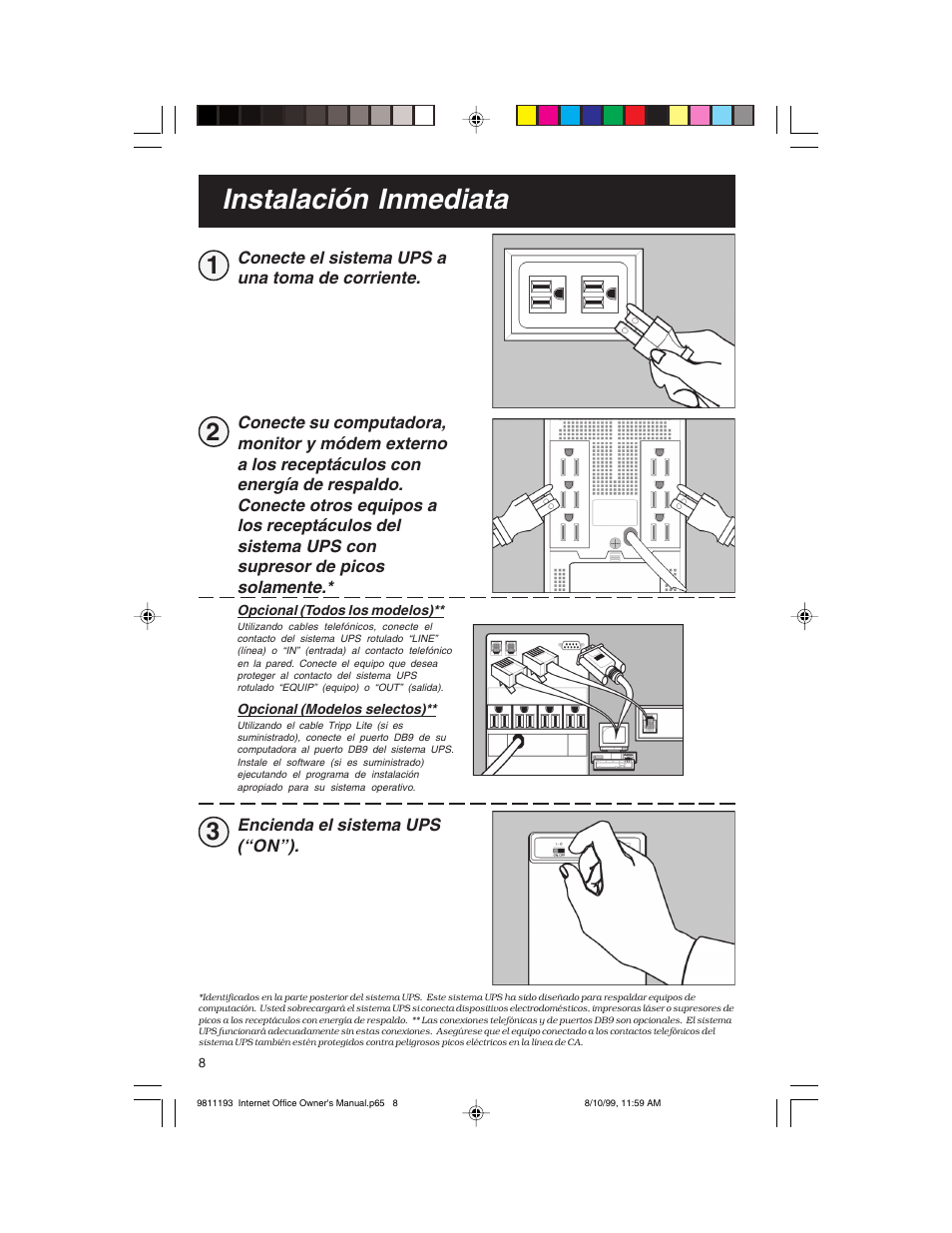 Instalación inmediata | Tripp Lite I User Manual | Page 8 / 20