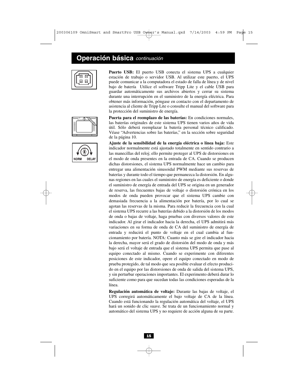 Operación básica | Tripp Lite Full Isolation UPS Systems none User Manual | Page 15 / 24