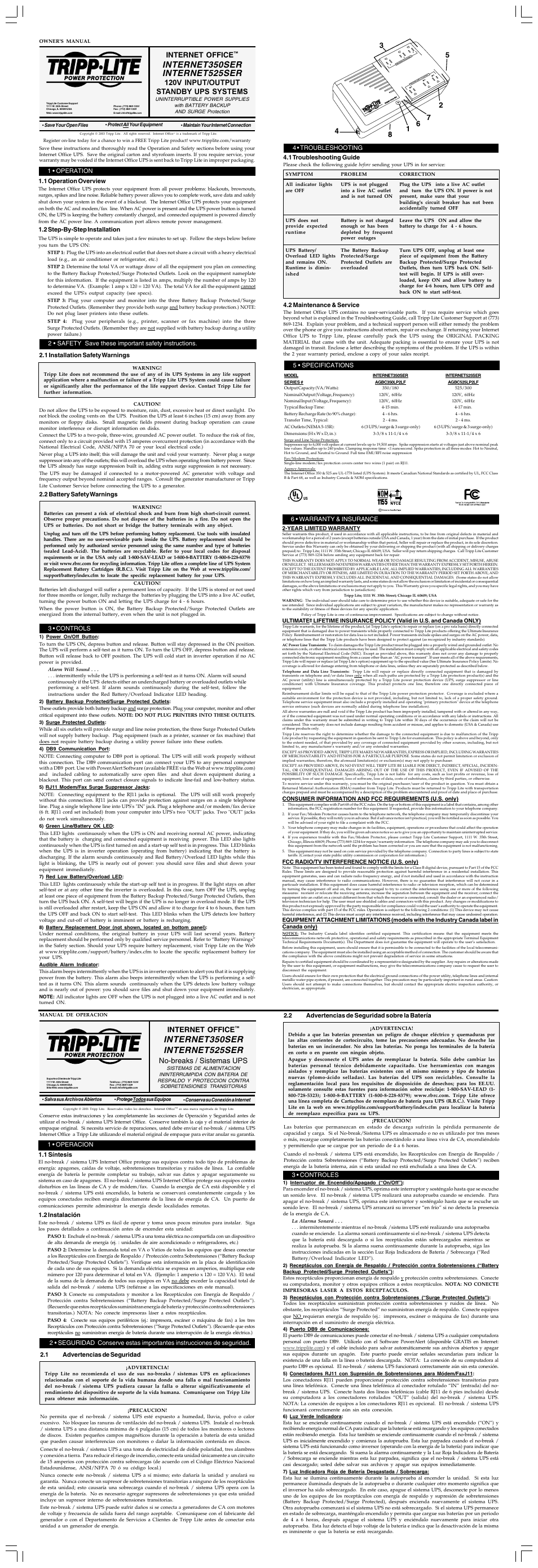 Tripp Lite INTERNET350SER User Manual | 2 pages