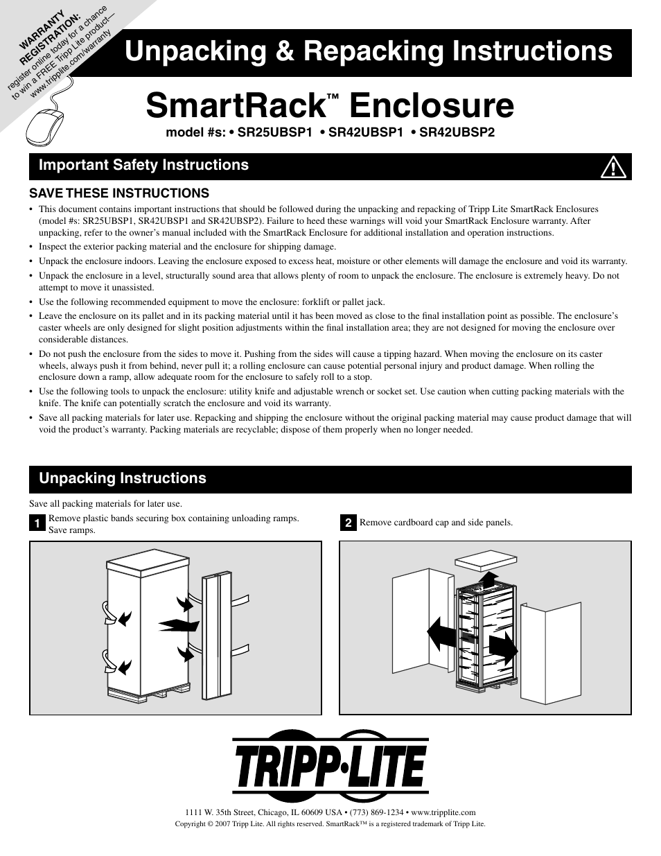 Tripp Lite SR25UBSP1 User Manual | 2 pages