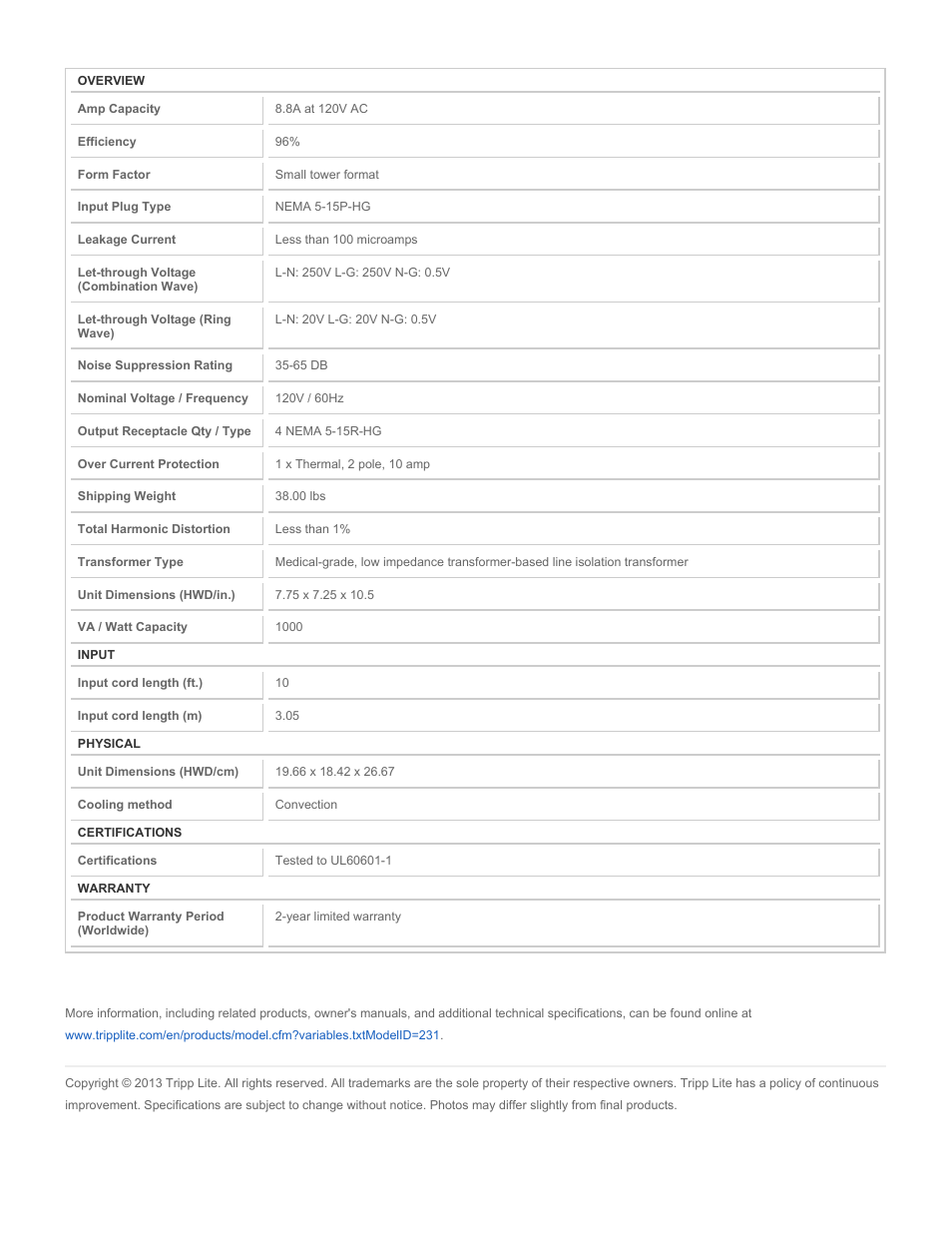 Tripp Lite IS1000HG User Manual | Page 2 / 2