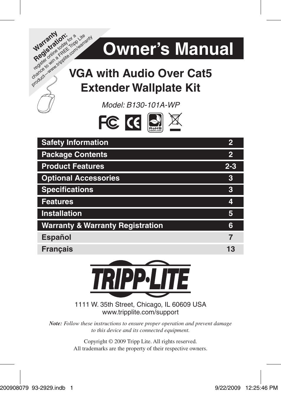 Tripp Lite B130-101A-WP User Manual | 6 pages