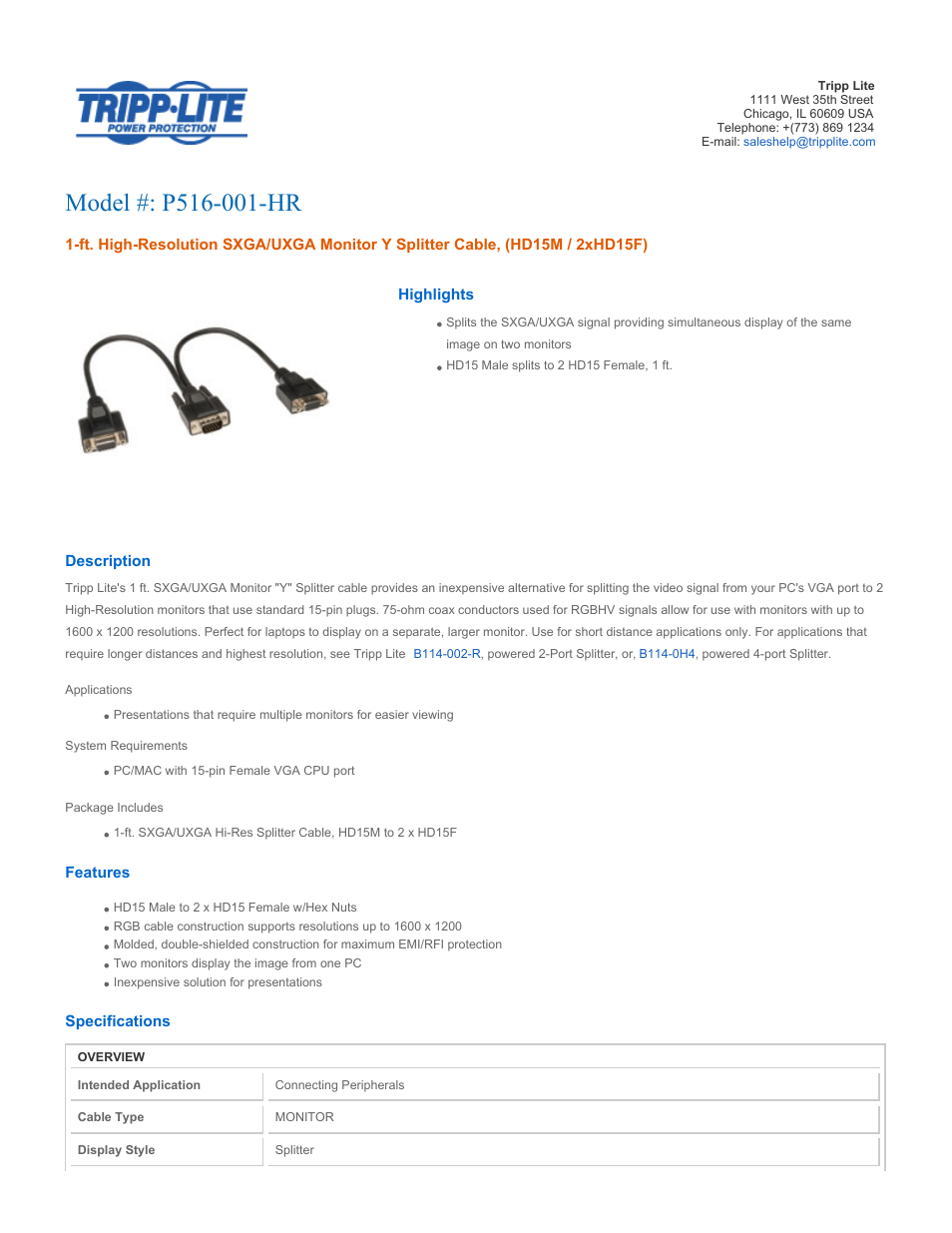 Tripp Lite B114-0H4 User Manual | 2 pages