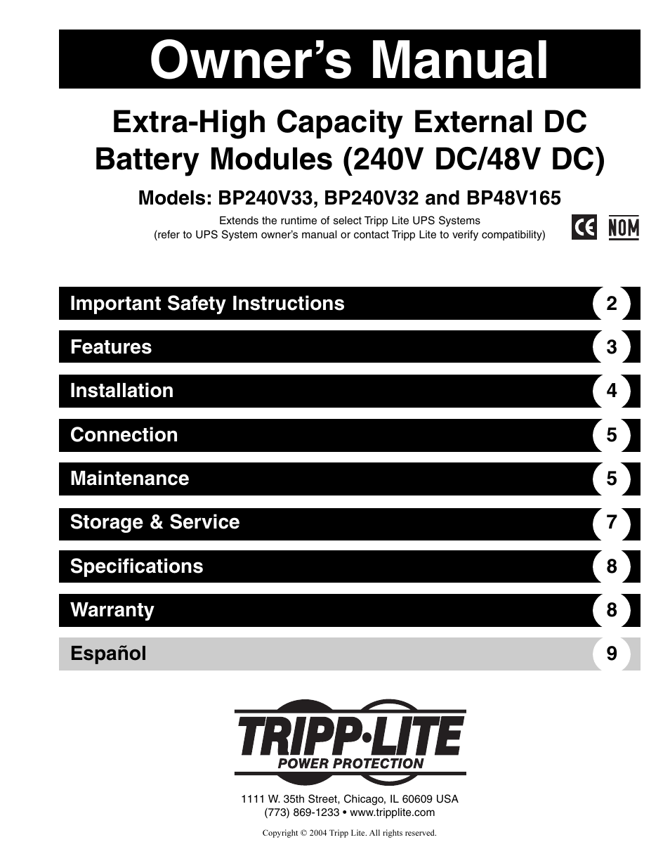 Tripp Lite BP48V165 User Manual | 9 pages