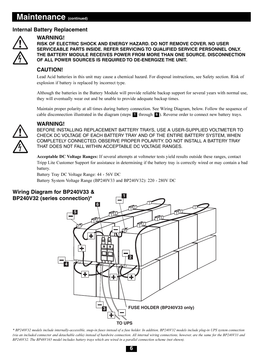 Maintenance | Tripp Lite BP48V165 User Manual | Page 6 / 9