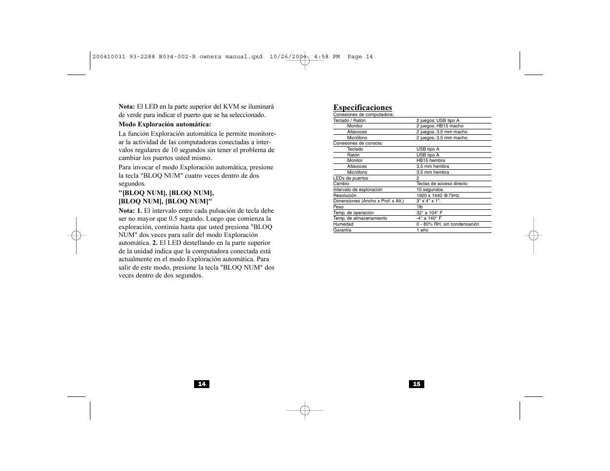 Especificaciones | Tripp Lite B034-002-R User Manual | Page 8 / 13