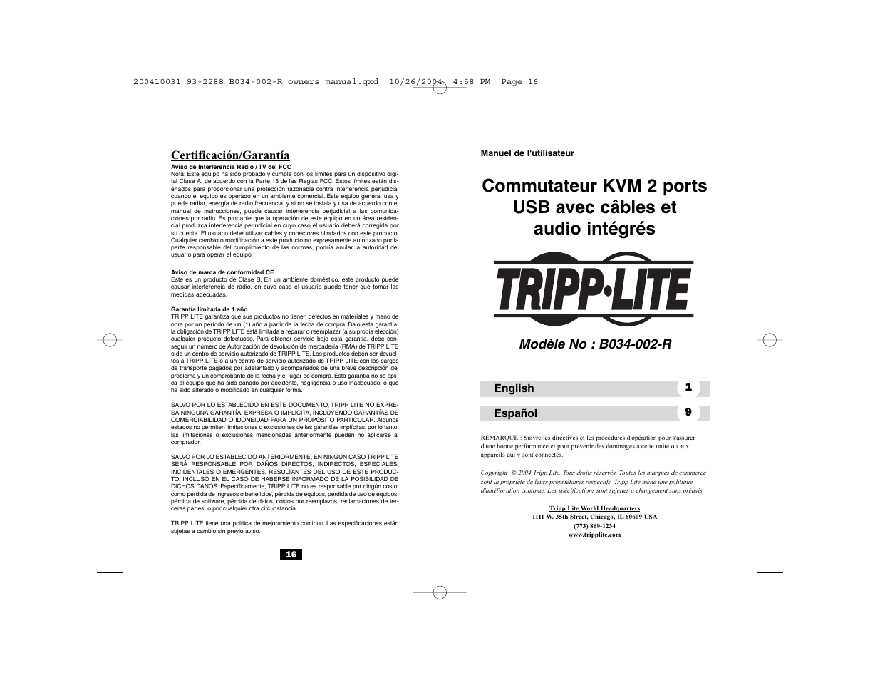 Tripp Lite B034-002-R User Manual | Page 9 / 13