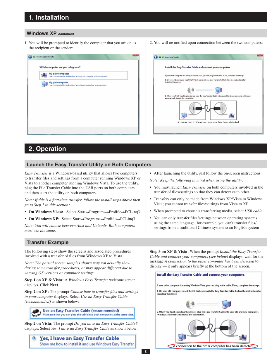 Installation 2. operation | Tripp Lite U232-006 User Manual | Page 3 / 6
