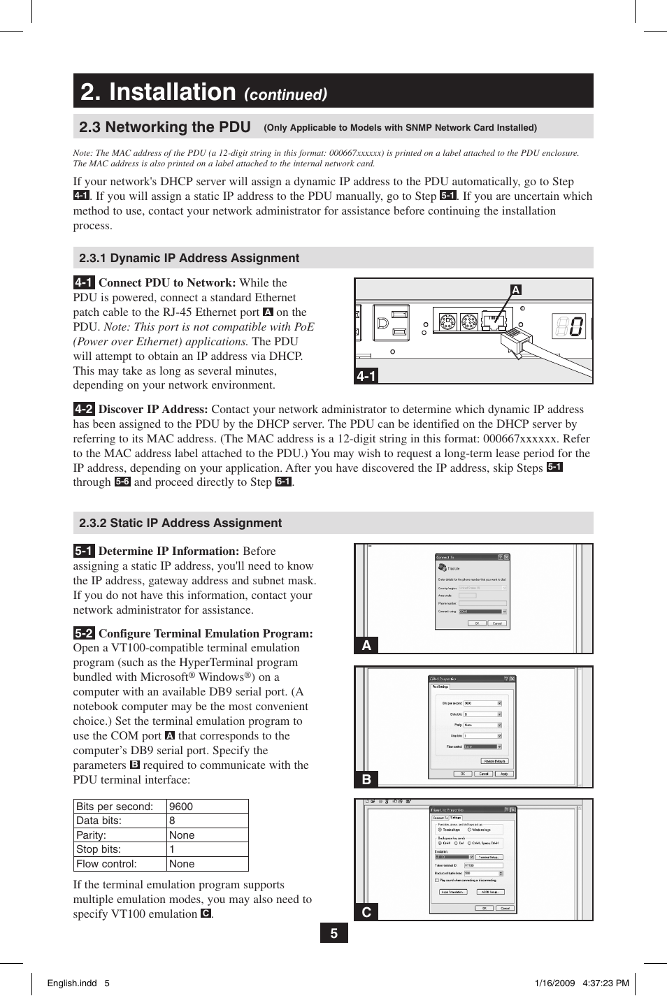 Installation, 3 networking the pdu, Continued) | Tripp Lite PDUMH20ATNET User Manual | Page 5 / 12
